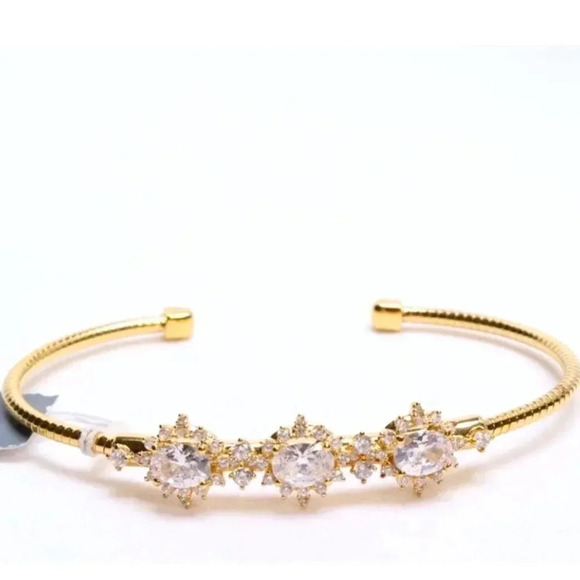 ELIOT DANORI 18k GOLD PLATED CUBIC ZIRCONIA CUFF BRACELET NWT - Picture 1 of 1